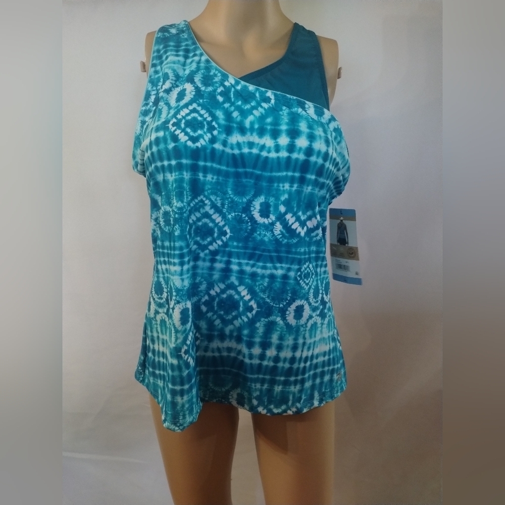 Nwt Zeroxposur Size Large Blue Tie-Dye Women's Swim Top
